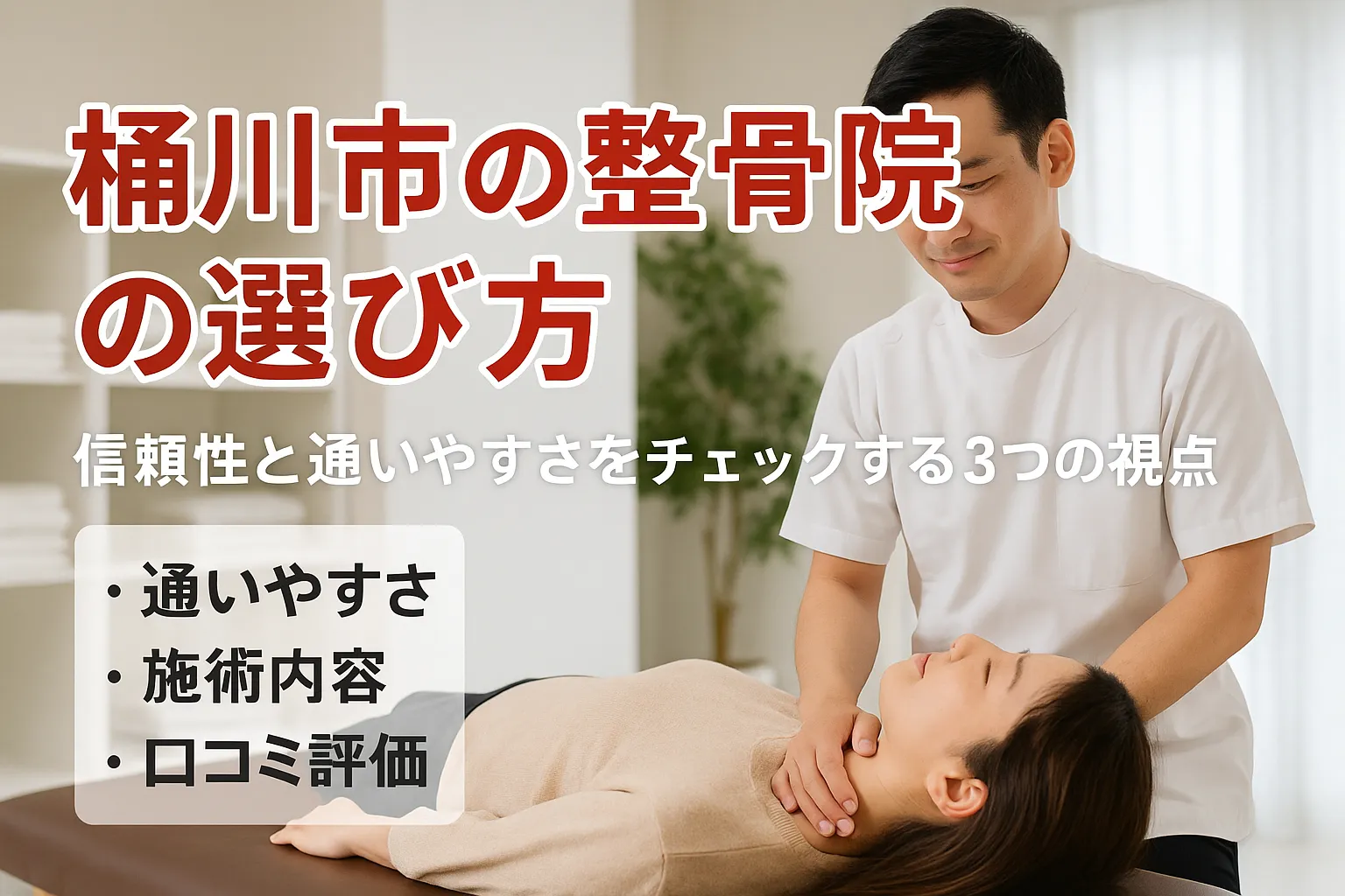 桶川市の整骨院で失敗しない選び方とは？信頼と通いやすさを見極める視点