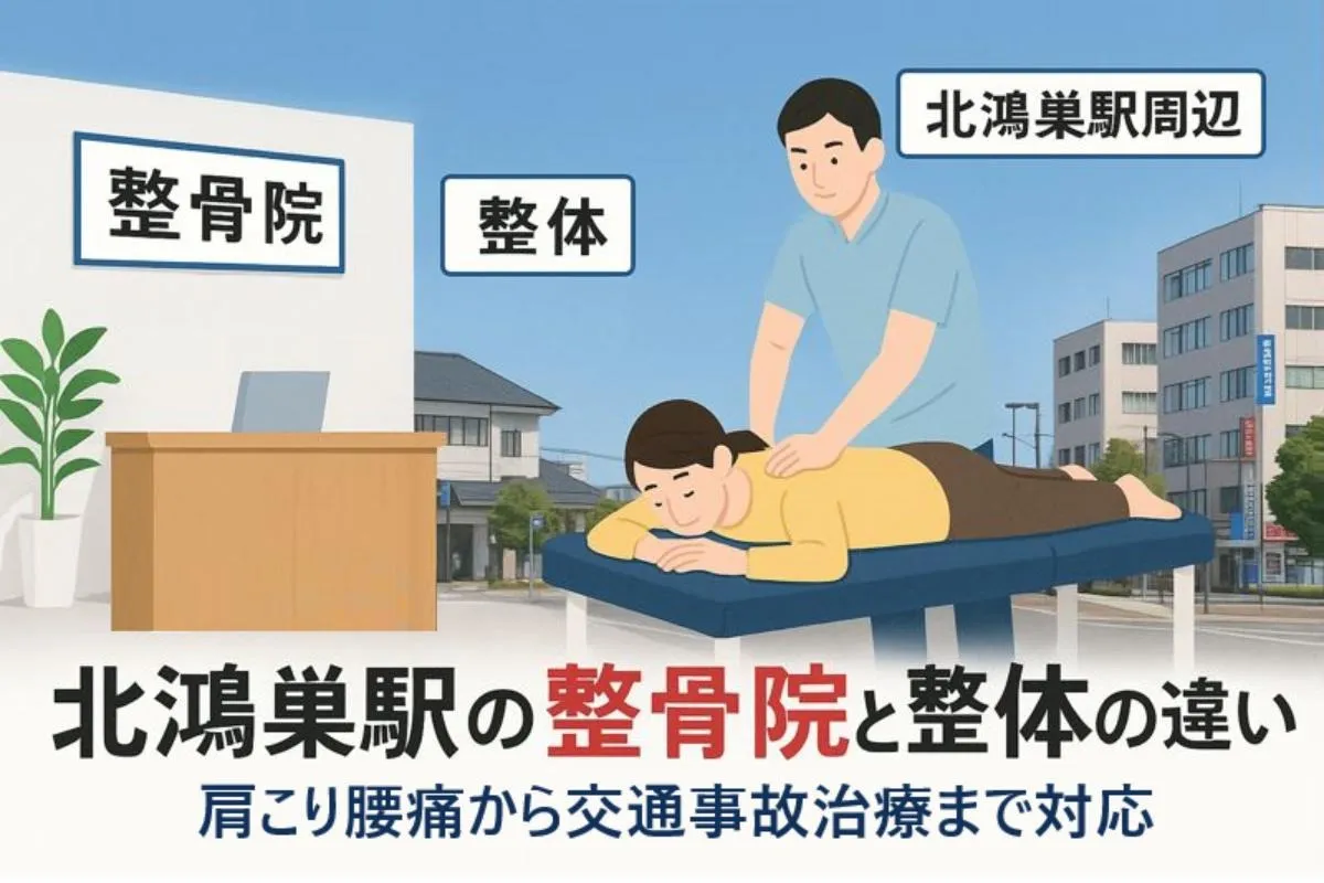 北鴻巣駅周辺で整骨院の特徴と整体・接骨の違いを解説！肩こり腰痛から交通事故治療まで対応