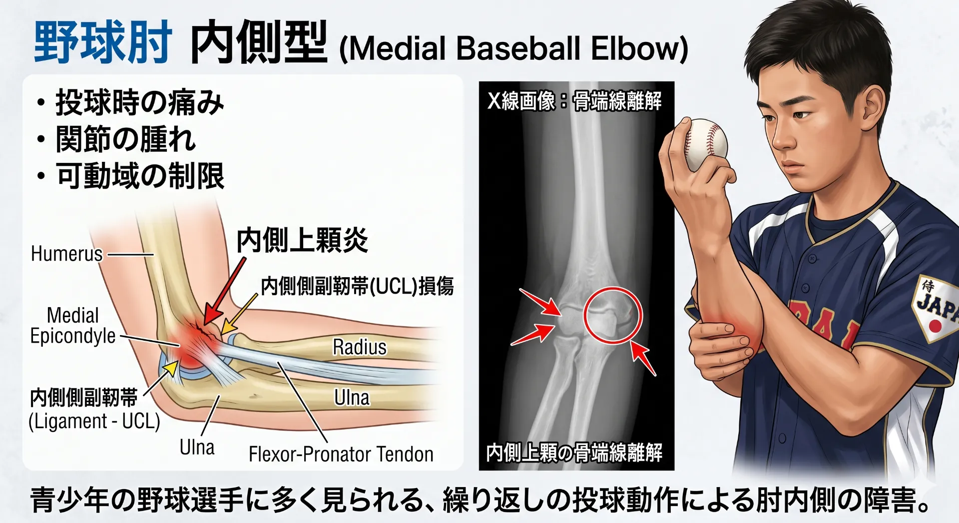 【スポーツ障害　野球肘・野球肩　整骨院】野球肘・野球肩について