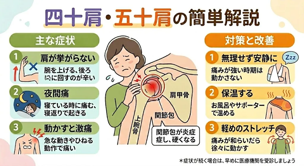 【四十肩、五十肩・肩こり・整骨院】四十肩・五十肩について