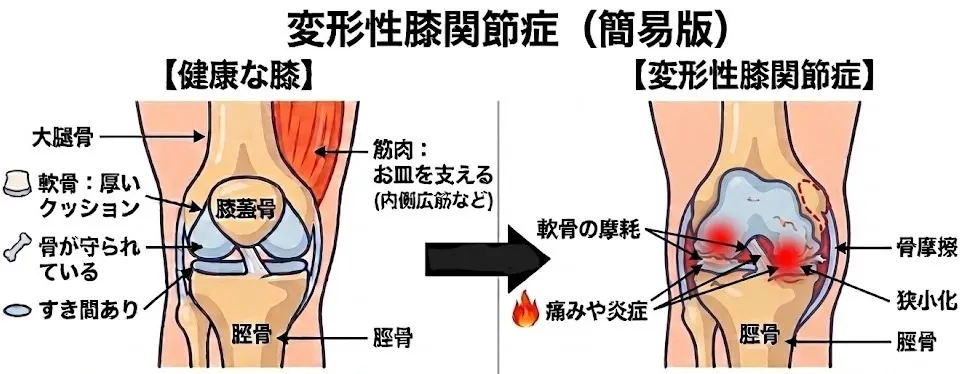 【膝痛　変形性膝関節症　整骨院】変形性膝関節症について
